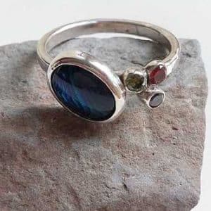 Zilveren ring blauw